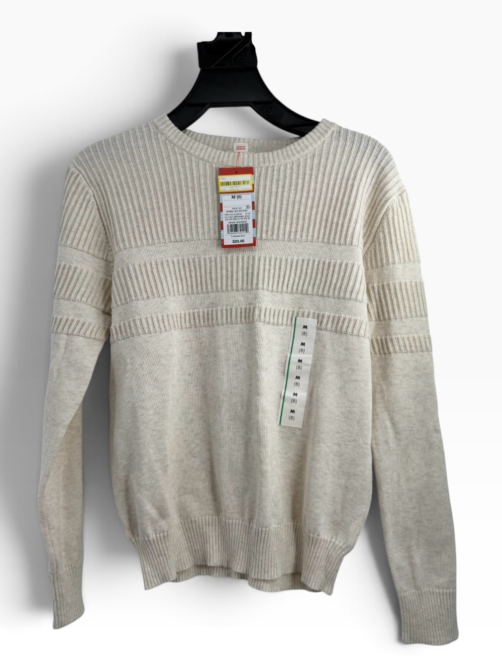 Crewneck Knit Sweater in Light Cream Boy